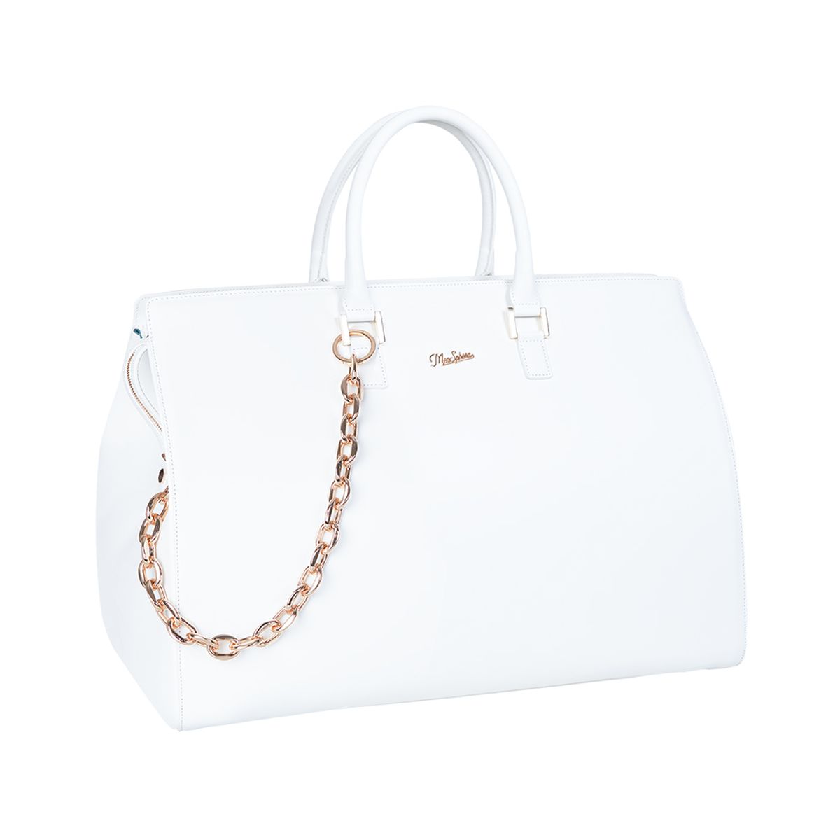 미스페라(MEASPHERA) OCTAGON REAL LEATHER BOSTON BAG WHITE