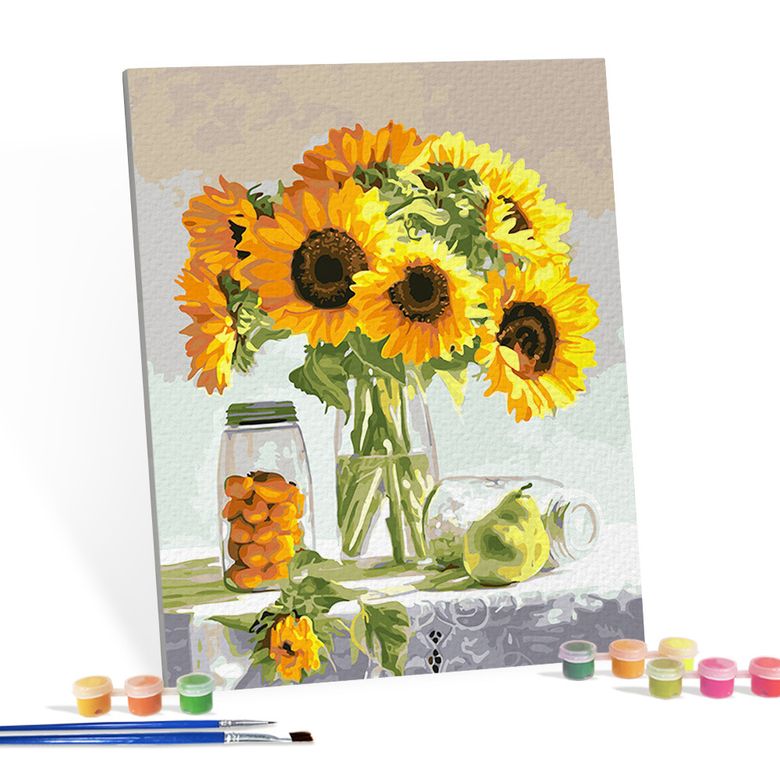 DIY캔버스형 그림그리기 40x50cm 해바라기와 유리병