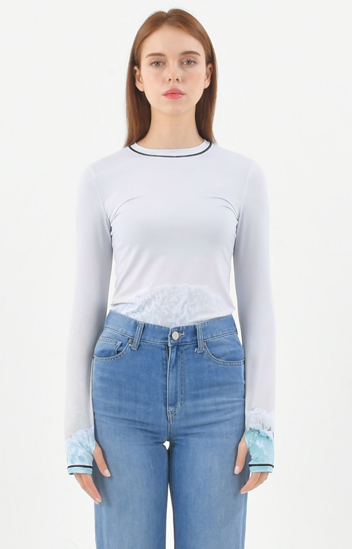 페노메논시퍼(PHENOMENON SEEPER) PRINT LONG SLEEVE ROUND T-SHIRT_[WAVE]