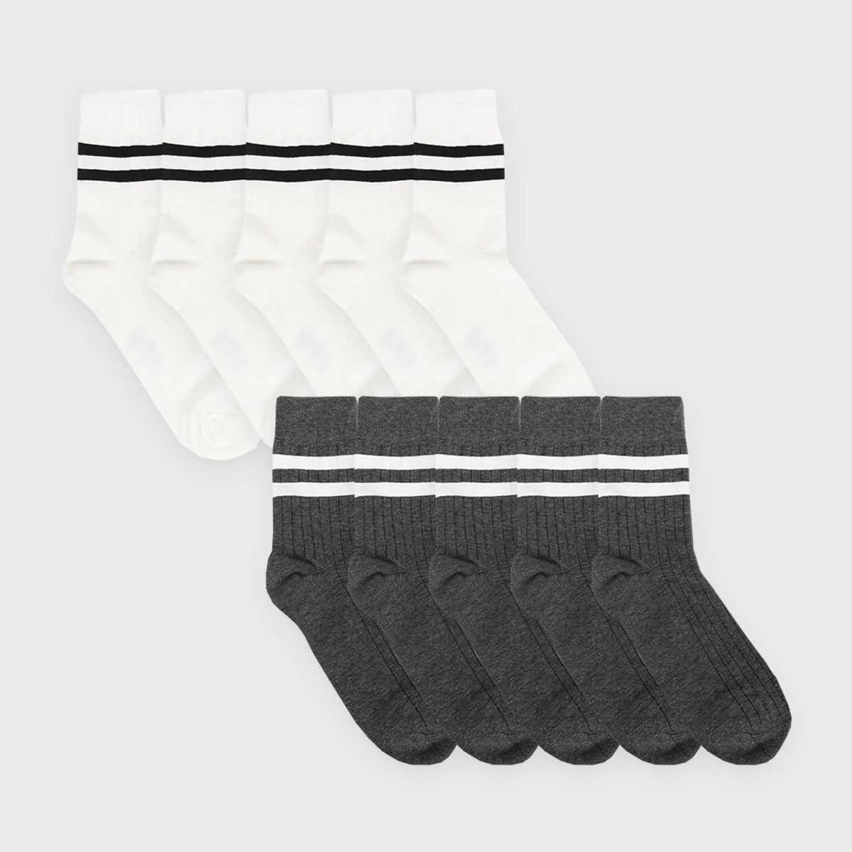 삭스에이(SOCKSA) [10PACK] 유니섹스 베이직 200N 투라인 골지 긴양말