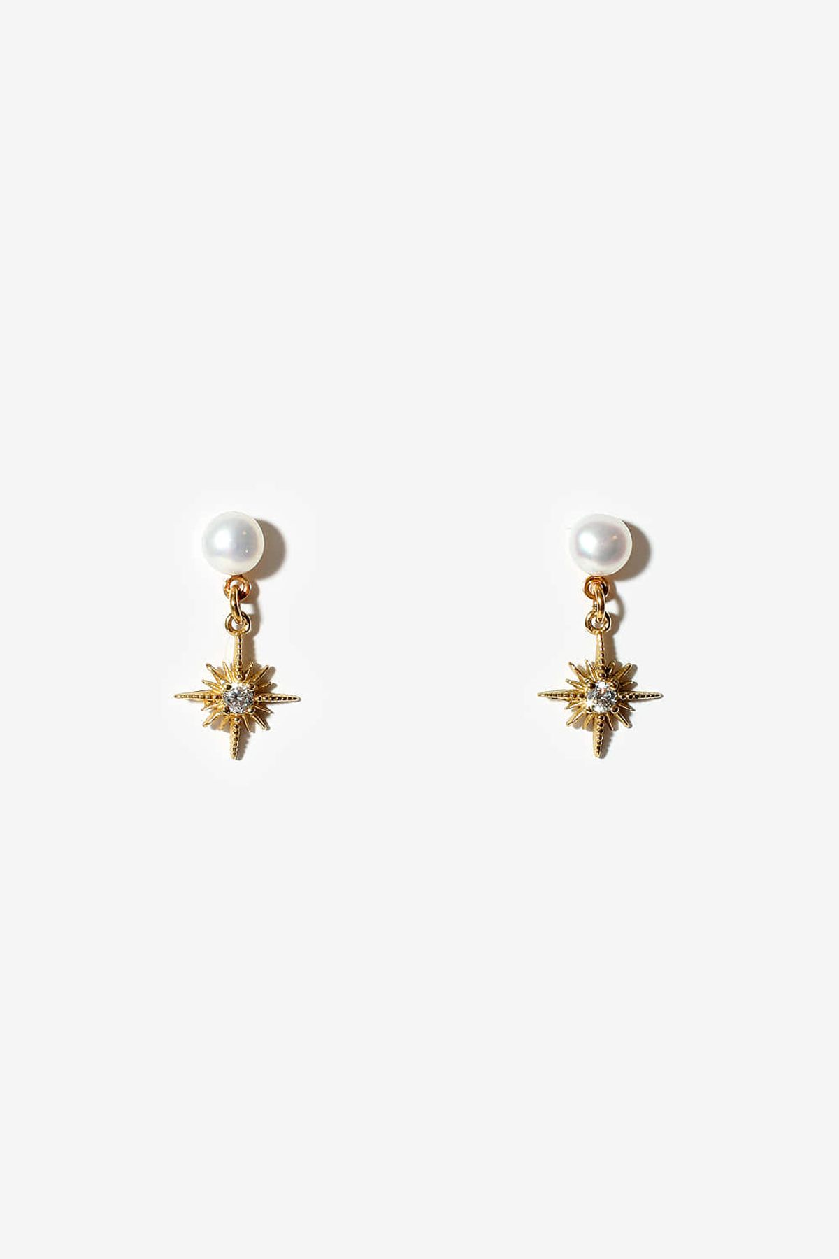 모드곤(MODGONE) 골드별 담수진주 귀걸이 Goldtone Star Pearl Earring