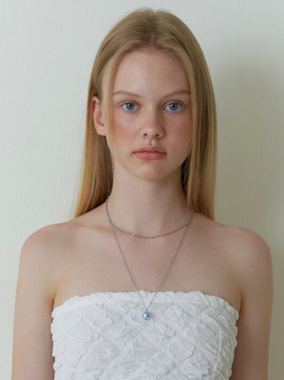 카인더베이비(KINDABABY) skyblue swarovski layered necklace