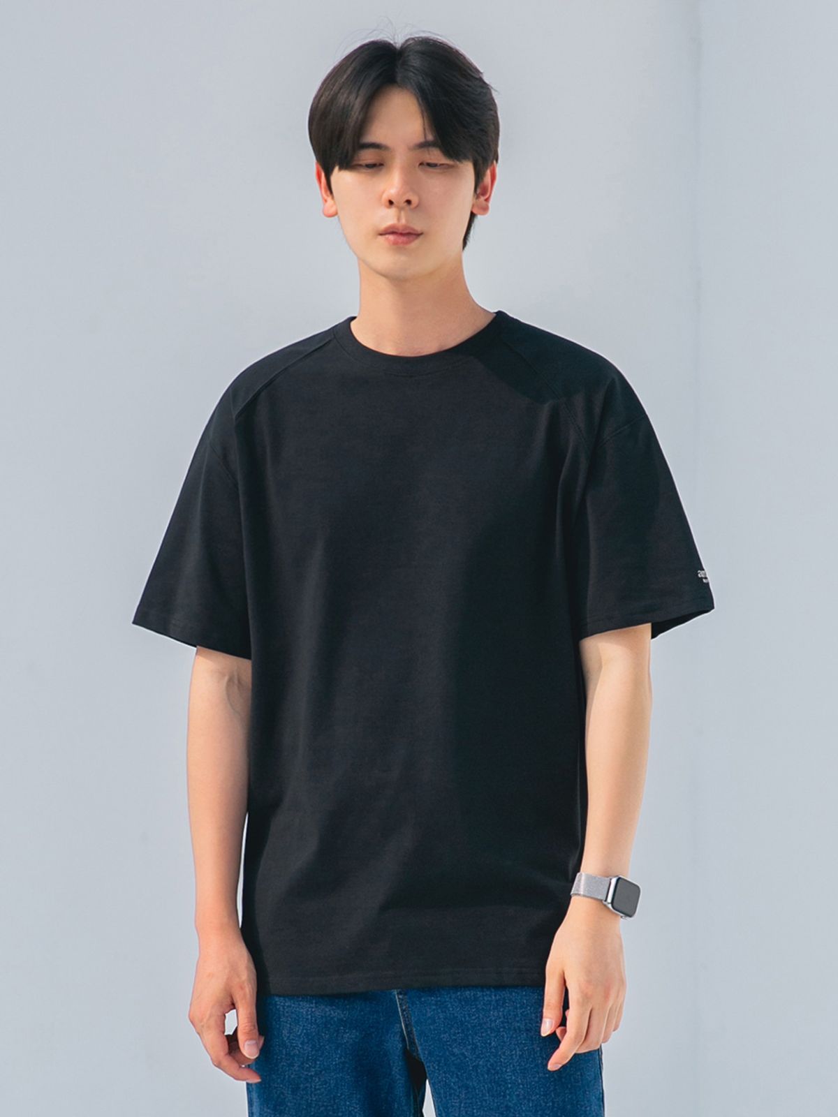 앨빈클로(ALVINCLO) [DE LUXE] 사선 절개 포인트 릴렉스핏 반팔티 DLX8524 (6 COLOR)