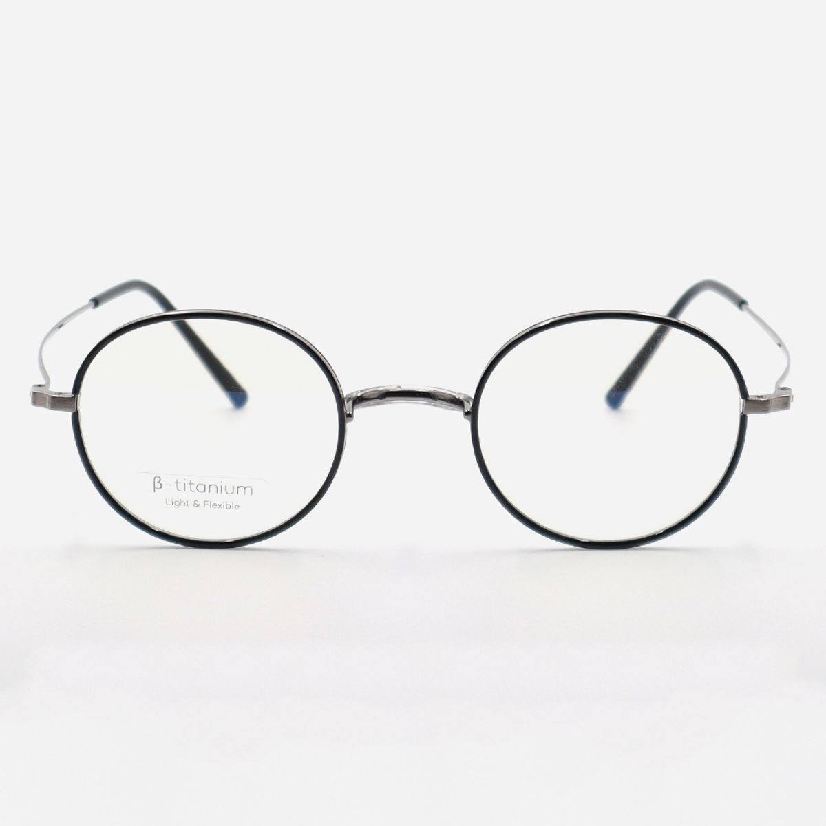알로아이웨어(ALO EYEWEAR) [Nose Saddle] AL8206 1811M 노즈새들 티타늄 라운드 블랙/실버 안경테
