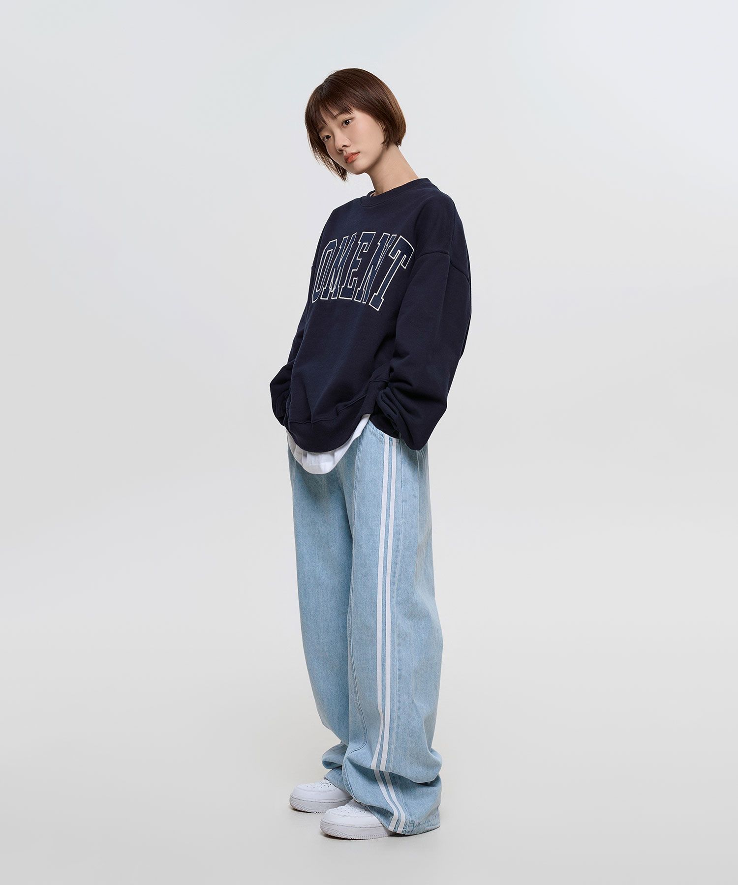 ◇SLOW RECORD HOUSE◇ Logo Denim Jogger Pants Blue Tint Blue Denim Jogger By Grunt | GRVSDJ-003 | Cilory.com