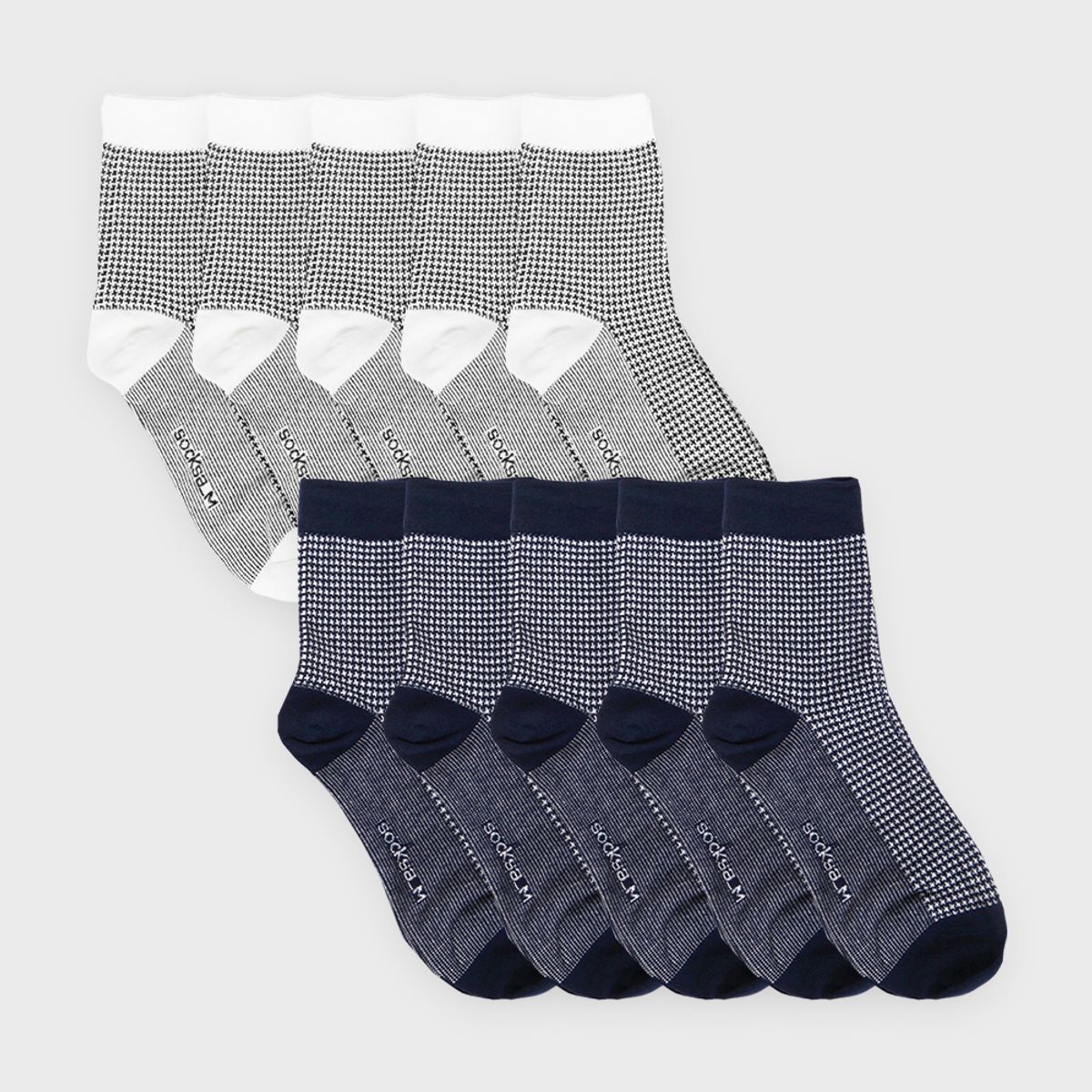 삭스에이(SOCKSA) [10PACK] 유니섹스 베이직 200N 하운드투스 패턴 긴양말