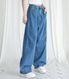 BUCKLE WIDE DENIM PANTS MIDDLEBLUE