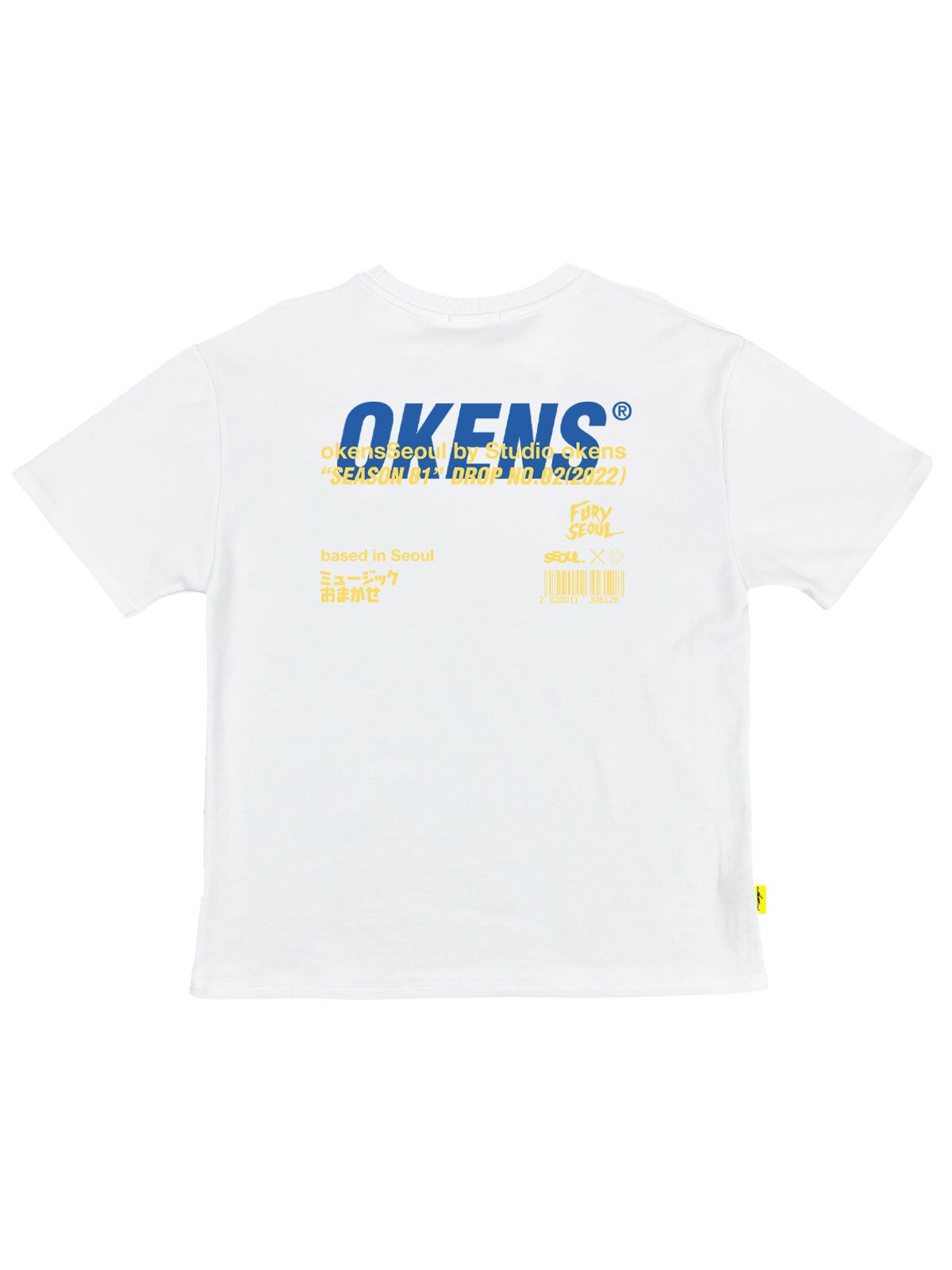 오켄스 서울(OKENS SEOUL) [Season 01 Drop no.02]퓨리서울 시즌 시그니처 블루 티셔츠 화이트(2022)