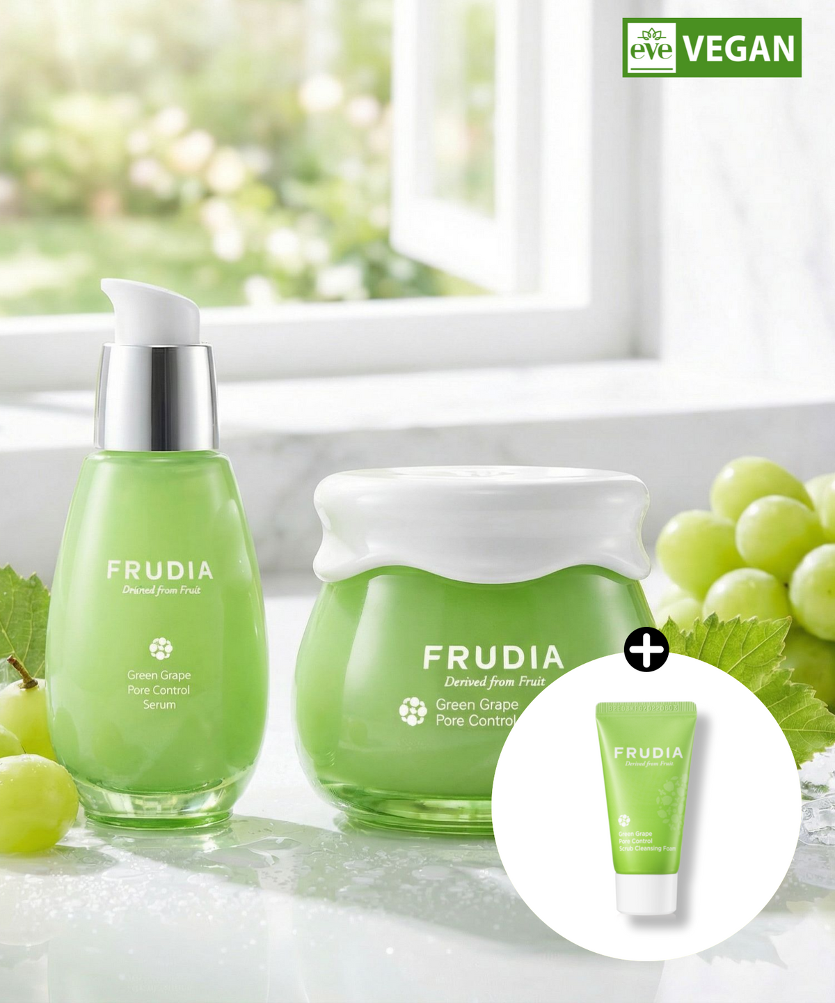 후르디아(FRUDIA) [모공순삭]청포도 포어 컨트롤 세럼 + 크림 2종 세트 (+ 미니 청포도폼 증정)