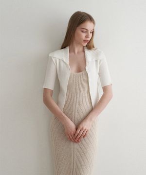 카라 포인트 하프 슬리브 가디건 - 2 컬러