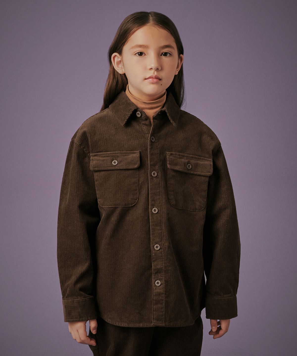 무신사 스탠다드 키즈(MUSINSA STANDARD KIDS) 릴렉스드 코듀로이 셔츠 [브라운]