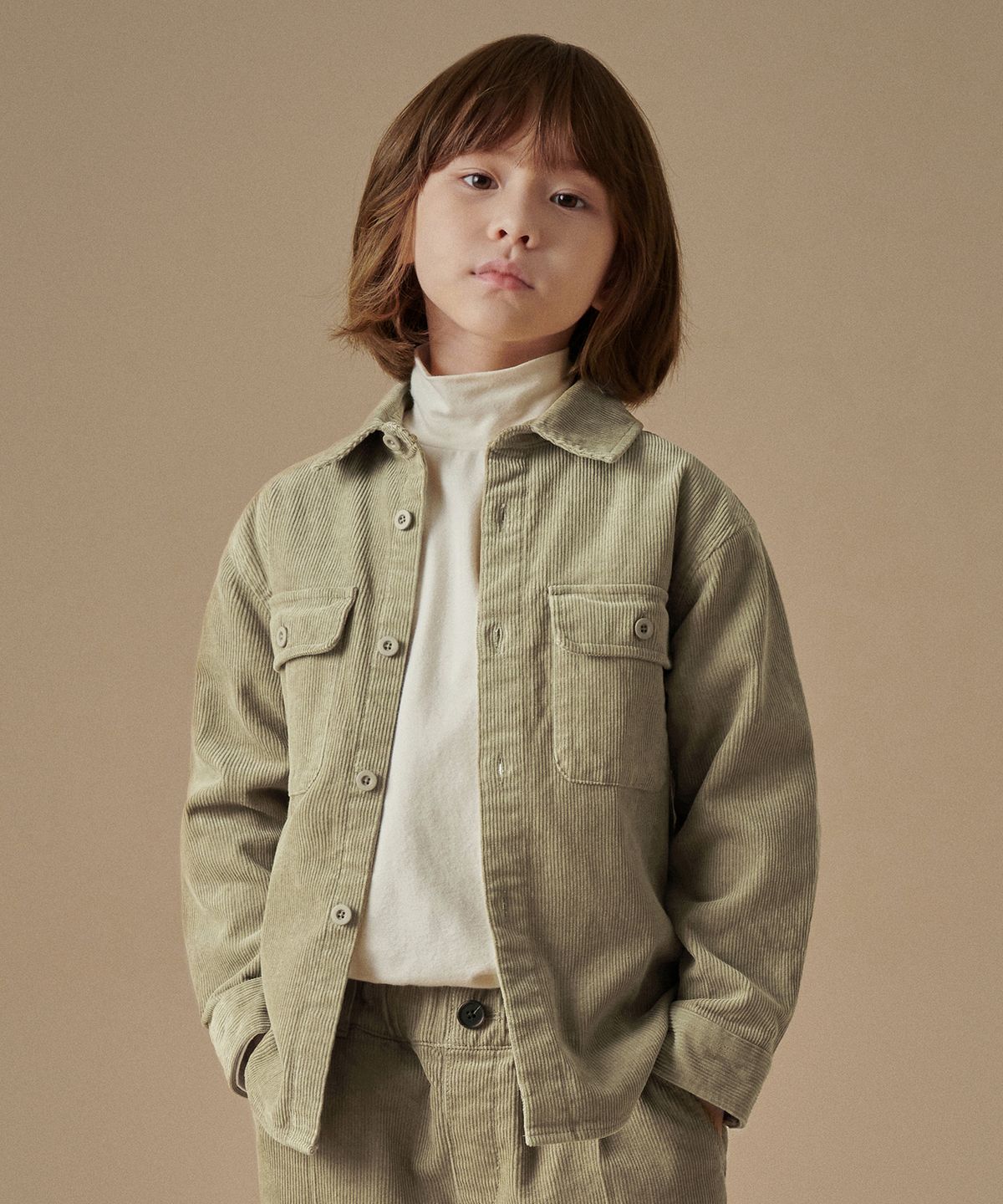 무신사 스탠다드 키즈(MUSINSA STANDARD KIDS) 릴렉스드 코듀로이 셔츠 [베이지]
