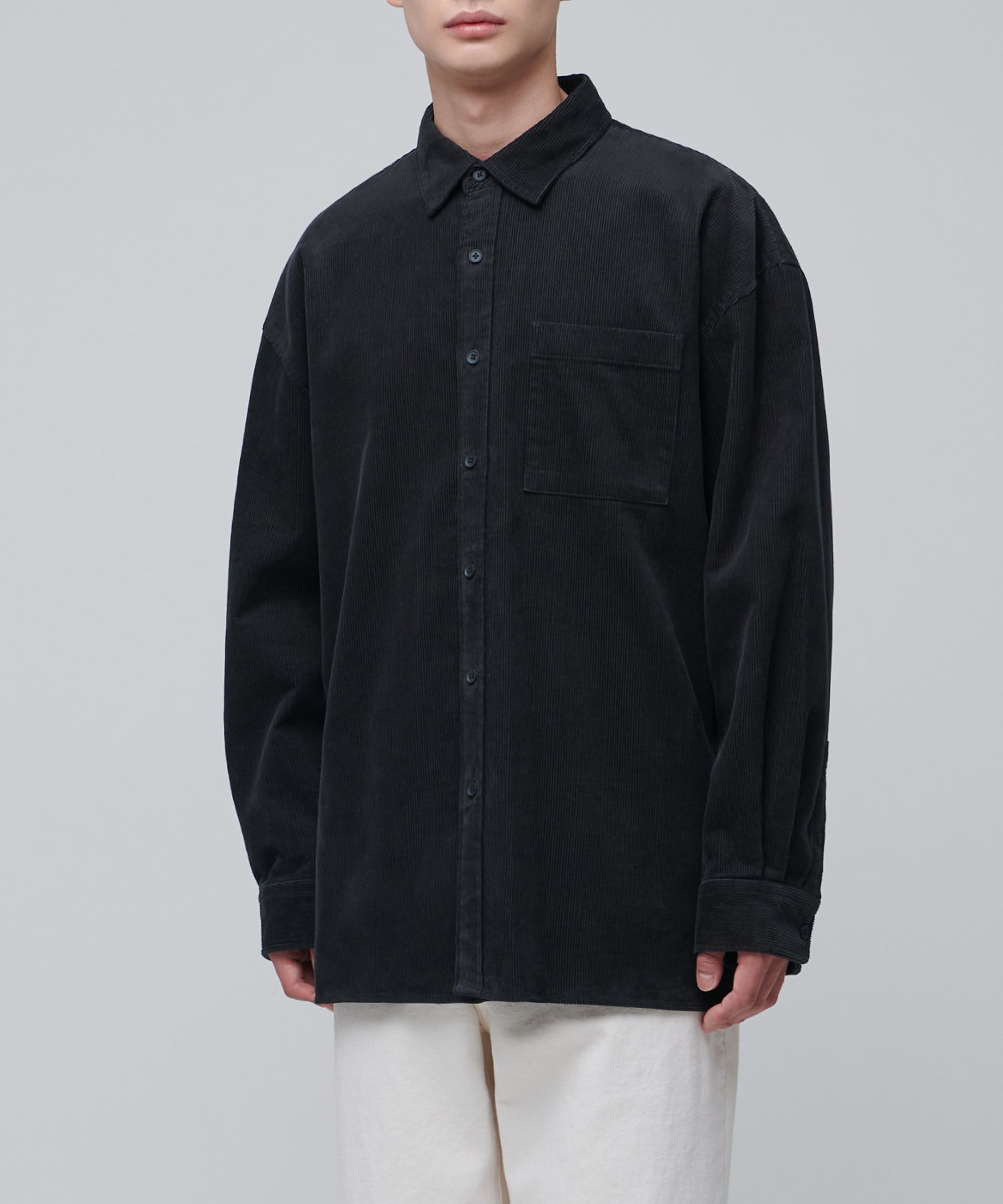 ★MUSINSA STANDARD★ Oversized corduroy shirt dark grey MMBS MUSINSA | MUSINSA STANDARD Oversized Corduroy Shirt [Dark Grey]