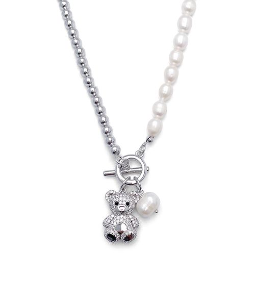 【BLACKPURPLE】cozy bear half pearl necklace MUSINSA | BLACK PURPLE Cozy Bear Half Pearl Necklace