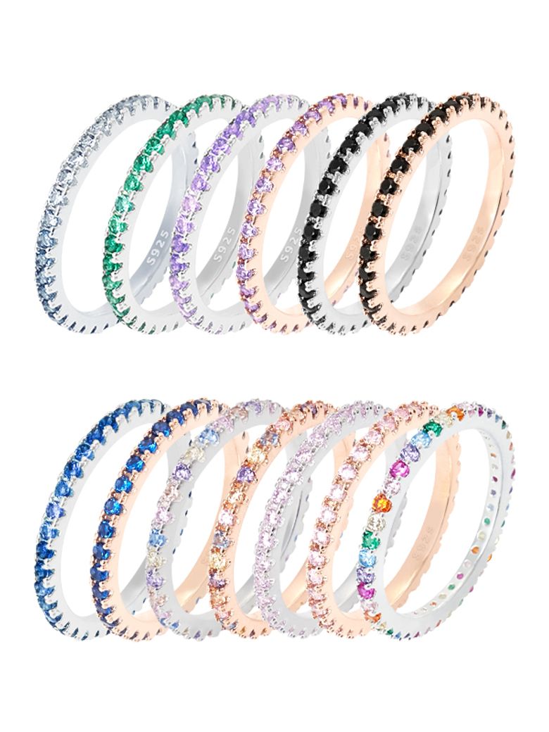 [S925] 2MM 테니스 반지 컬렉션_13color