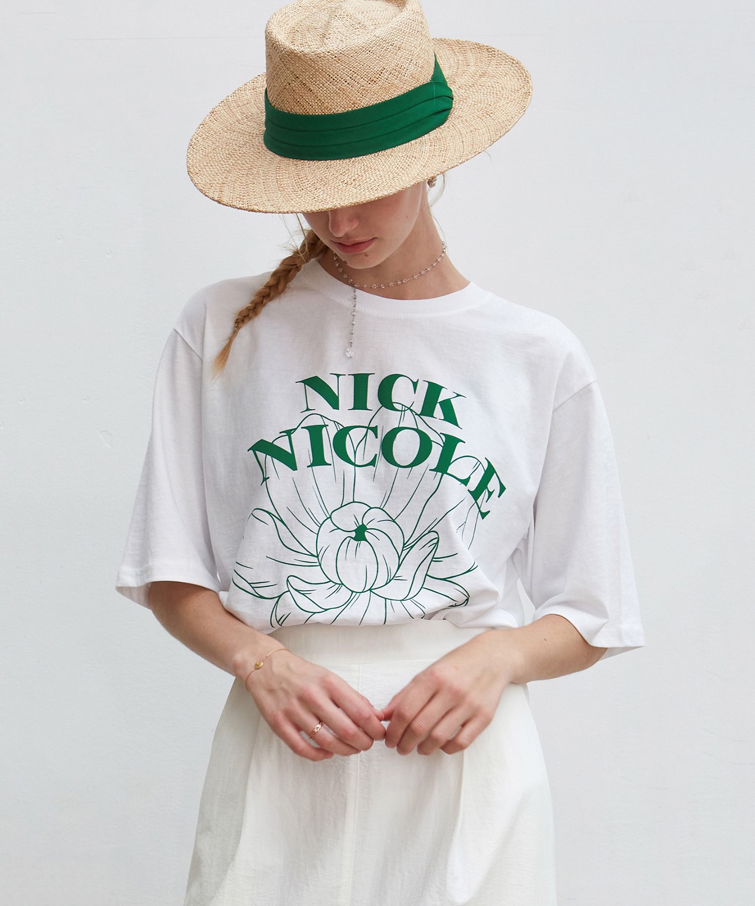 【Nick Nicole】FLOWER HALF TEE 2COLOR MUSINSA | NICK&NICOLE NICOLE FLOWER HALF TEE_GREEN