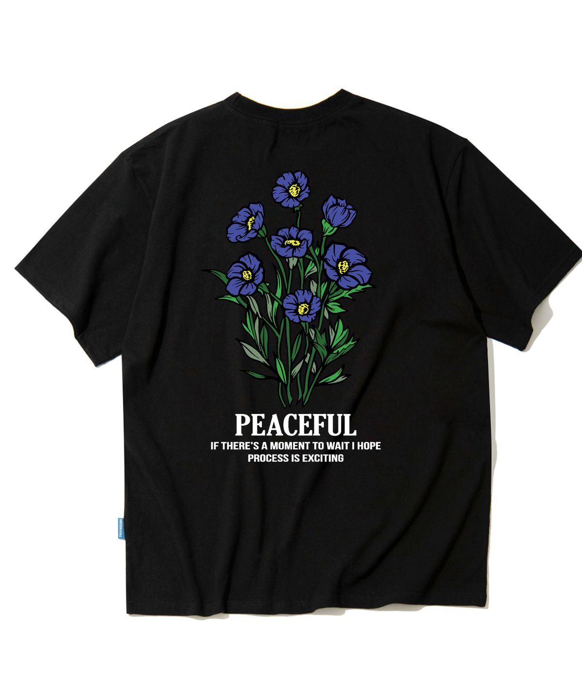 트립션(TRIPSHION) BLUE FLOWER BUNDLE GRAPHIC 티셔츠 - 블랙