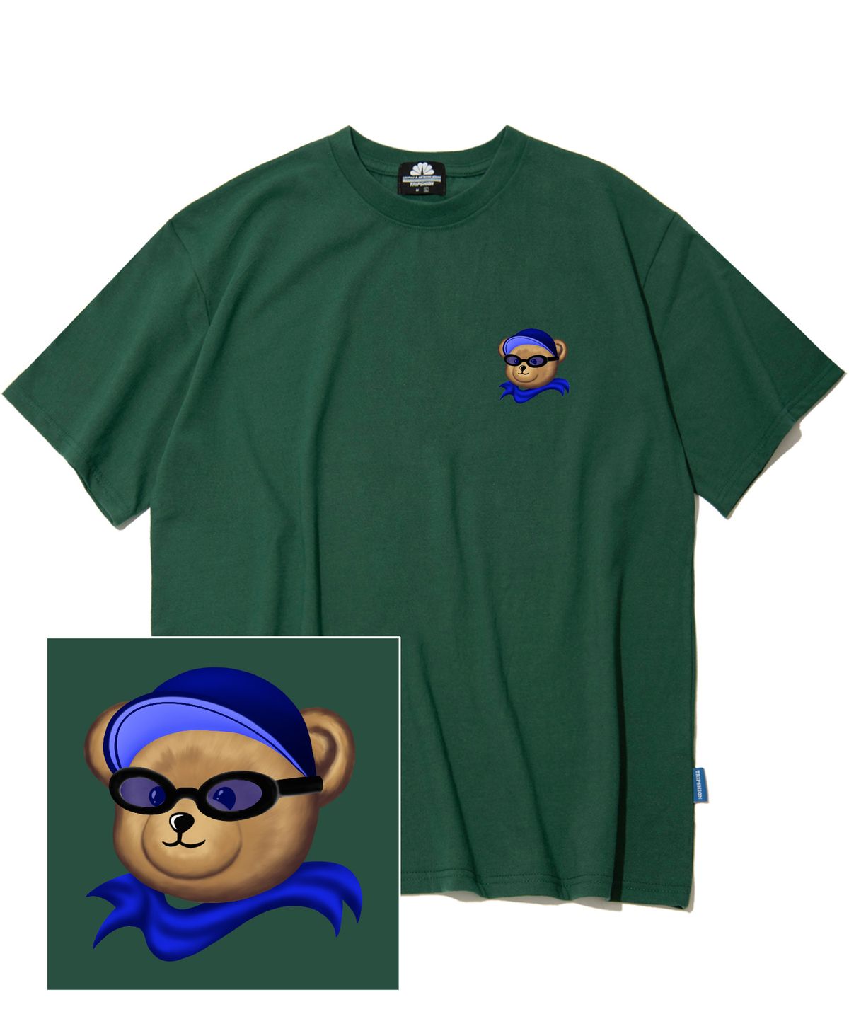 트립션(TRIPSHION) SUNGLASSES BEAR LOGO 티셔츠 - 그린