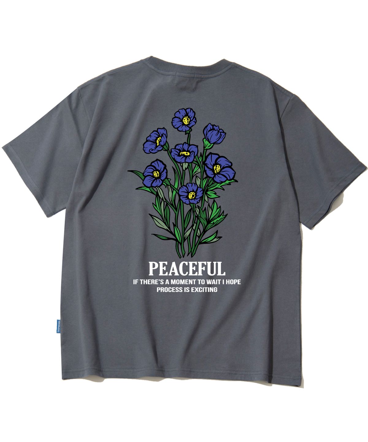 트립션(TRIPSHION) BLUE FLOWER BUNDLE GRAPHIC 티셔츠 - 그레이