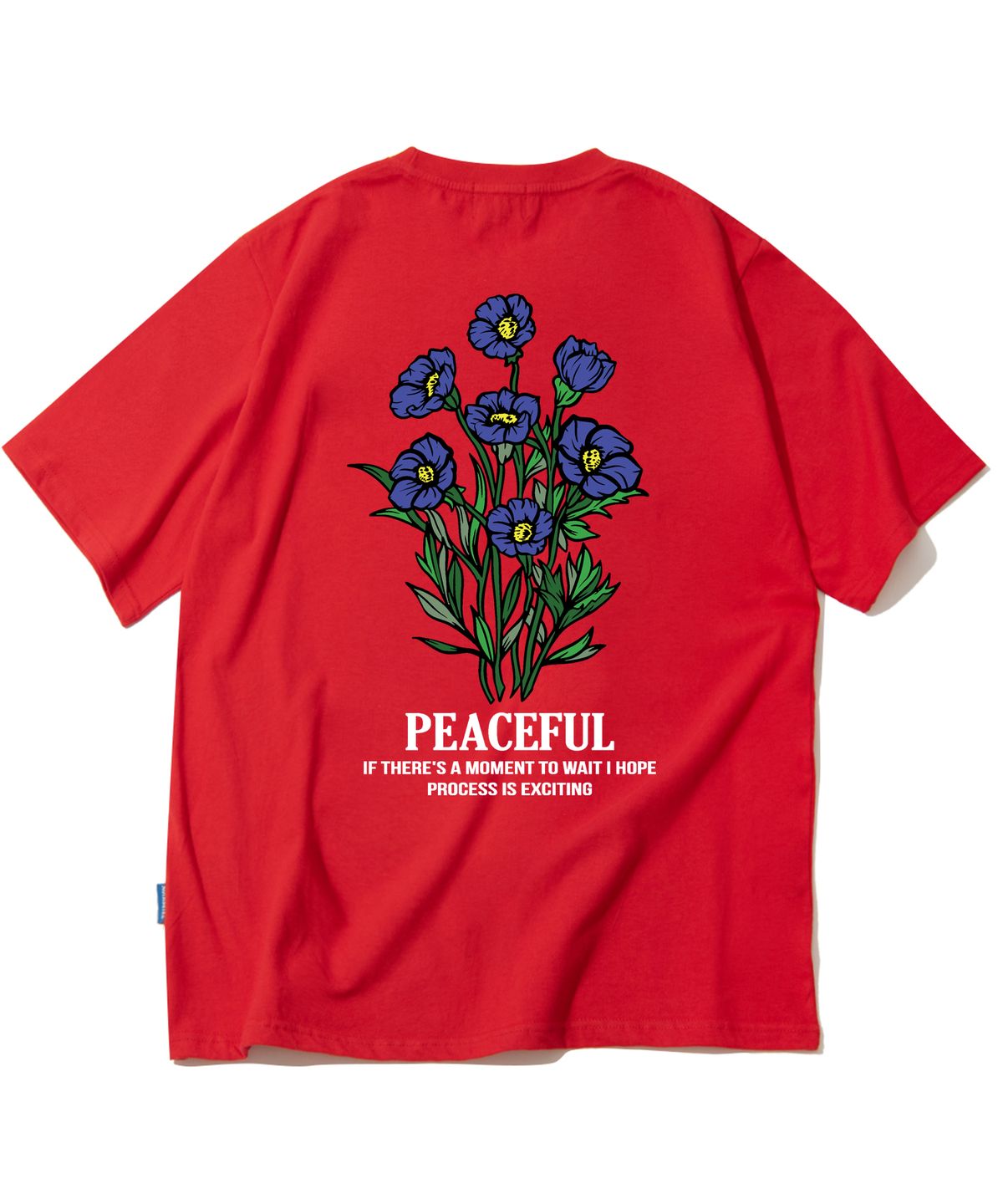 트립션(TRIPSHION) BLUE FLOWER BUNDLE GRAPHIC 티셔츠 - 레드