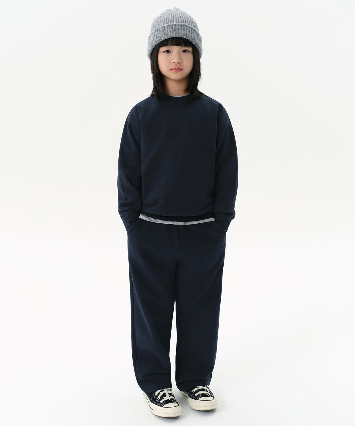 무신사 스탠다드 키즈(MUSINSA STANDARD KIDS) 오버사이즈 스웨트셔츠 [네이비]