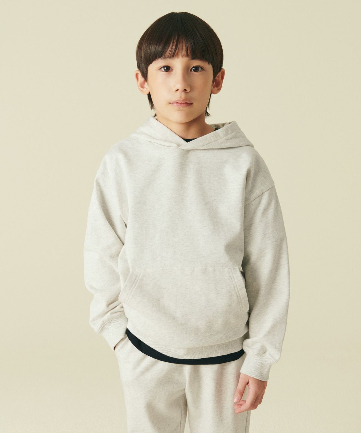 무신사 스탠다드 키즈(MUSINSA STANDARD KIDS) 오버사이즈 후디드 스웨트셔츠 [오트밀]