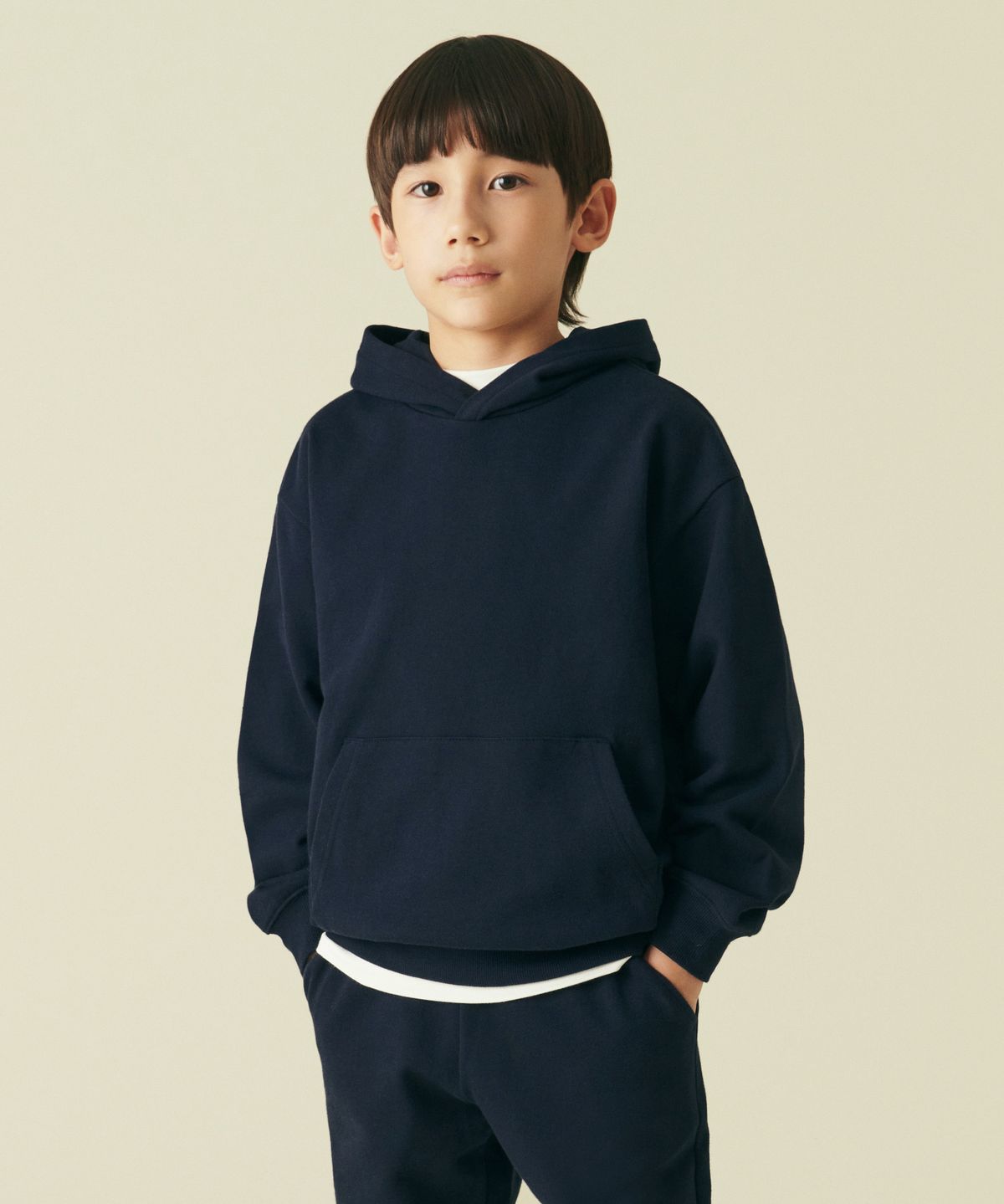 무신사 스탠다드 키즈(MUSINSA STANDARD KIDS) 오버사이즈 후디드 스웨트셔츠 [네이비]