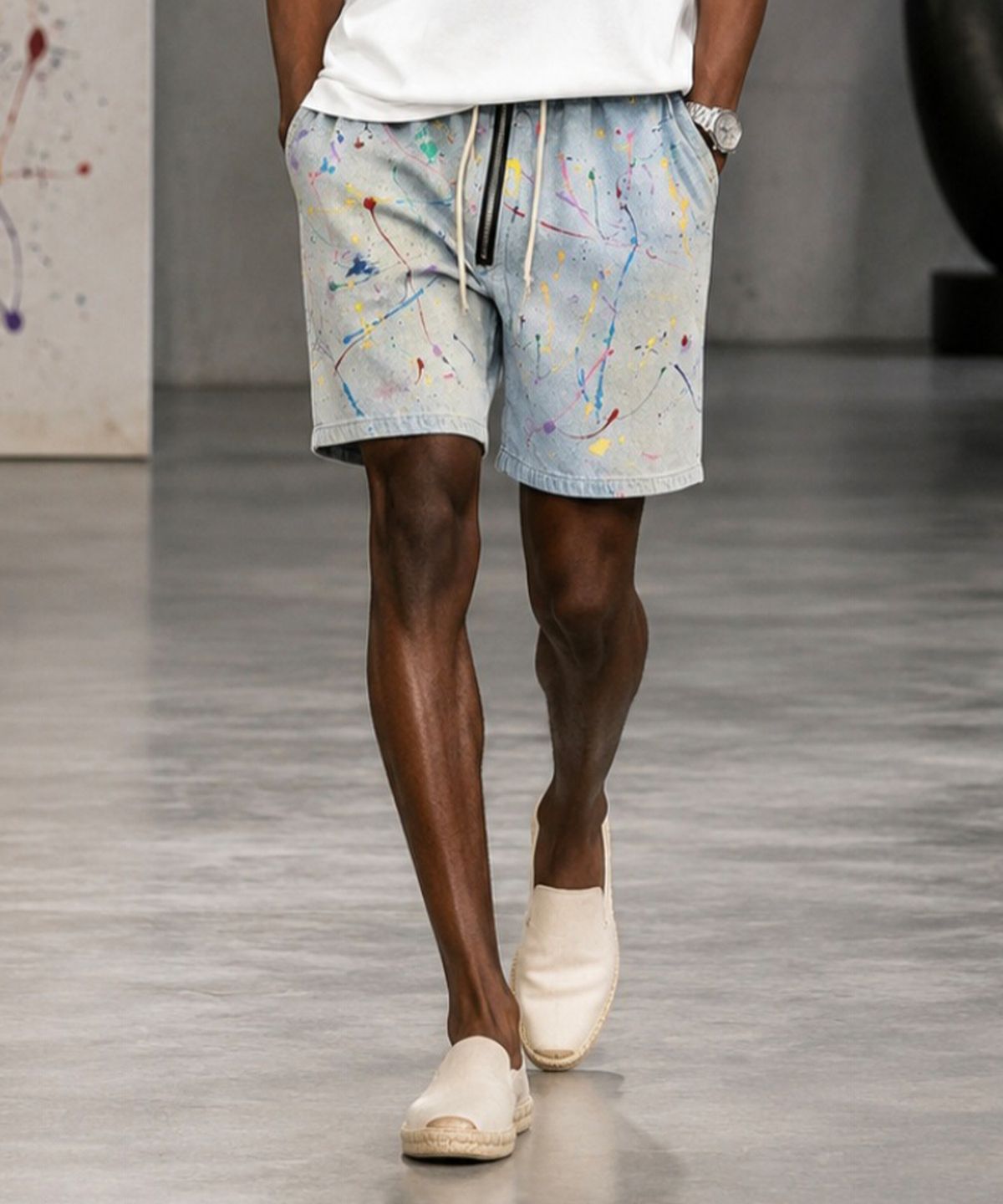 스트라이크(STRIKE) Graffiti Art Light Denim Shorts (RELAX)