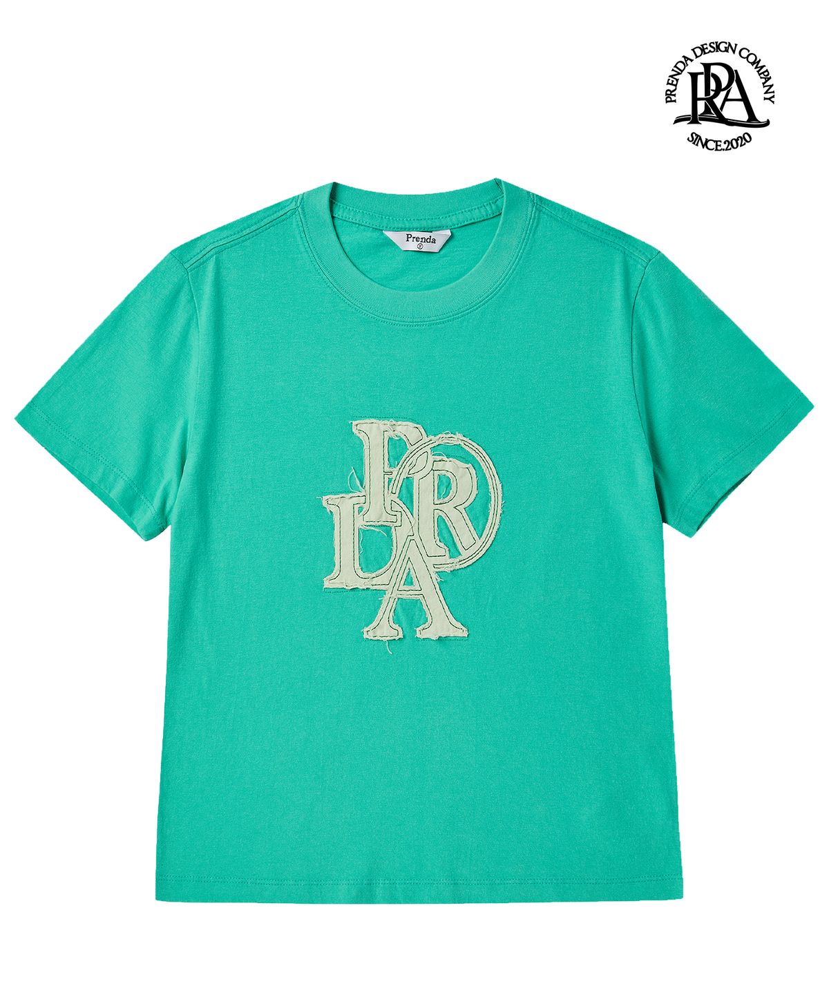 프렌다(PRENDA) PRDA DENIM PATCH CREWNECK TEE GREEN