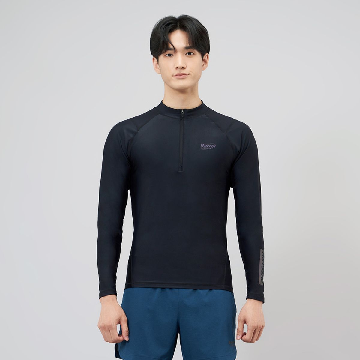 배럴(BARREL) 맨 어비셜 하프 집업 래쉬가드 블랙 (BI2MWRG14BLK)