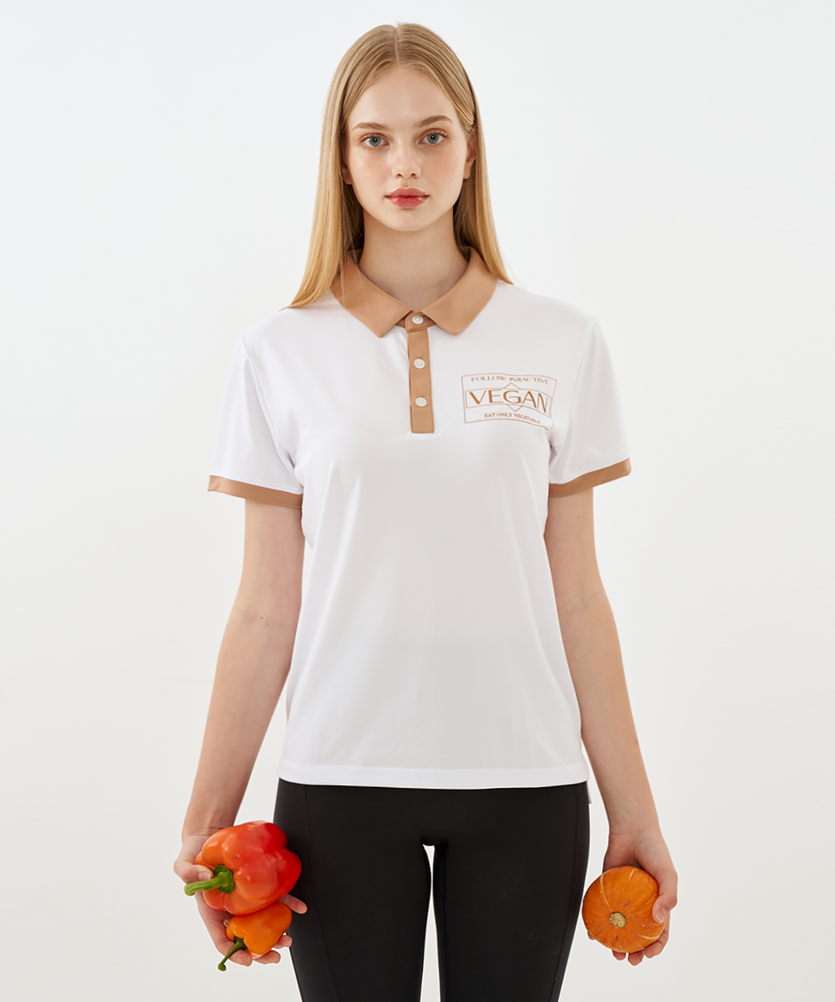 인지액티브(INJIACTIVE) VEGAN POLO SHIRT 화이트/베이지
