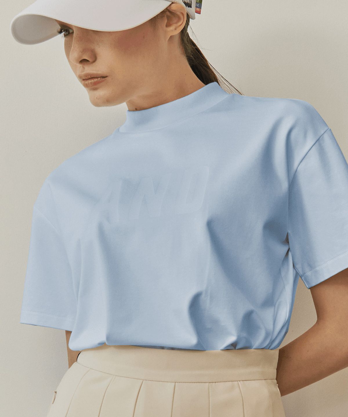 앤드 골프(AND GOLF) Mock Neck T shirts Sky Blue