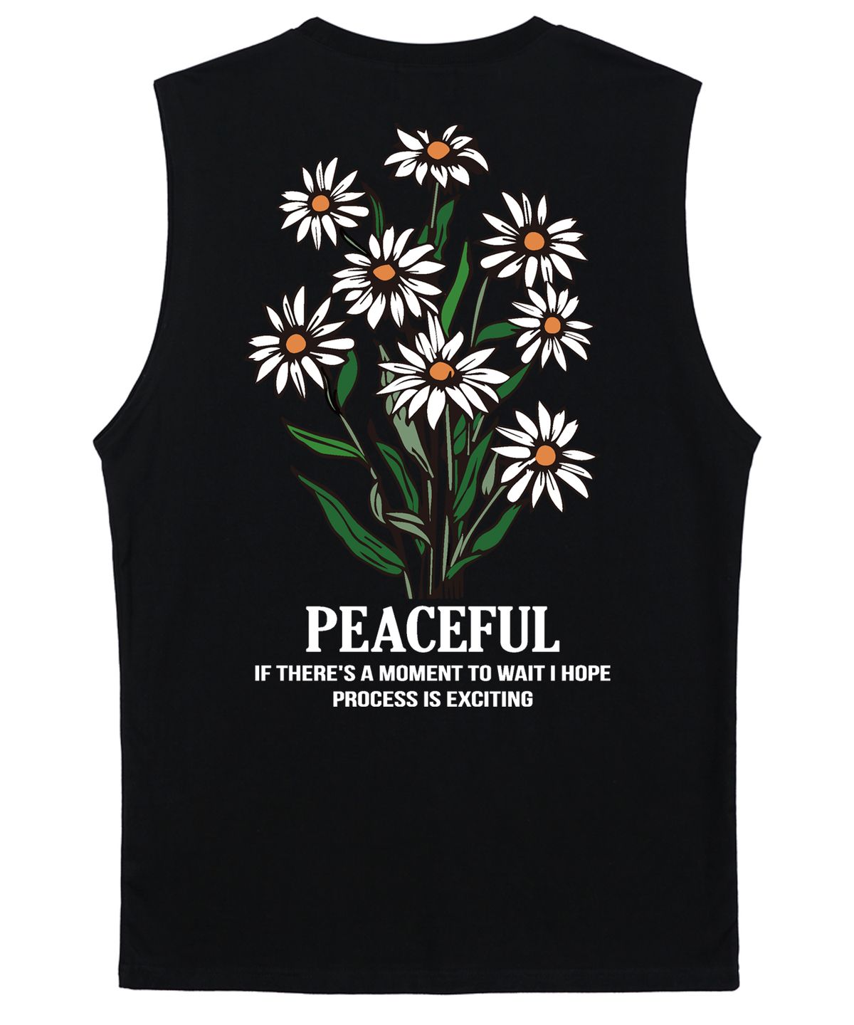 트립션(TRIPSHION) DAISY FLOWER BUNDLE GRAPHIC 슬리브리스 - 블랙