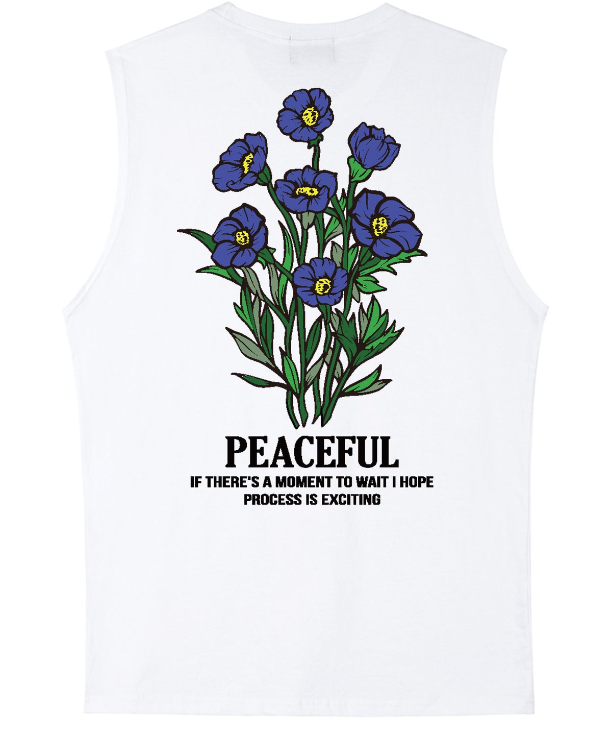 트립션(TRIPSHION) BLUE FLOWER BUNDLE GRAPHIC 슬리브리스 - 화이트