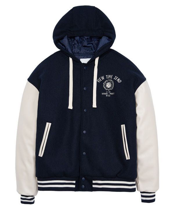 【VETEZE】22FW★ String Hoodie Varsity Jacket MUSINSA | VETEZE String Hoodie Varsity Jacket (Navy)