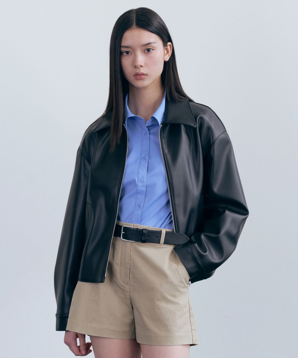 무신사 스탠다드 우먼(MUSINSA STANDARD WOMAN) 우먼즈 신세틱 레더 오버사이즈 싱글 재킷 [블랙]