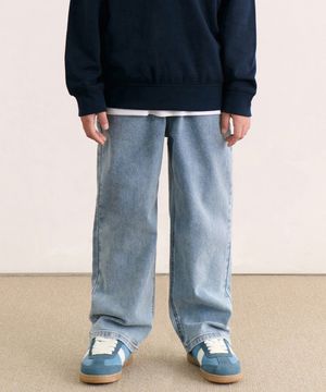 와이드 데님 팬츠 [라이트 인디고]