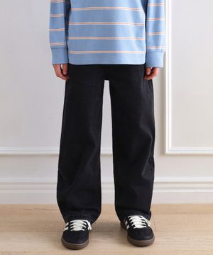 와이드 데님 팬츠 [워시드 블랙]