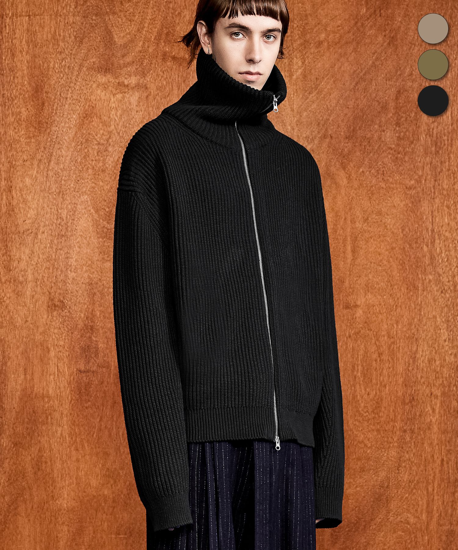 MUSINSA公式 | LMOOD DOWNTOWN Zip-up Knit Sweater CARDIGAN (3 COLOR)