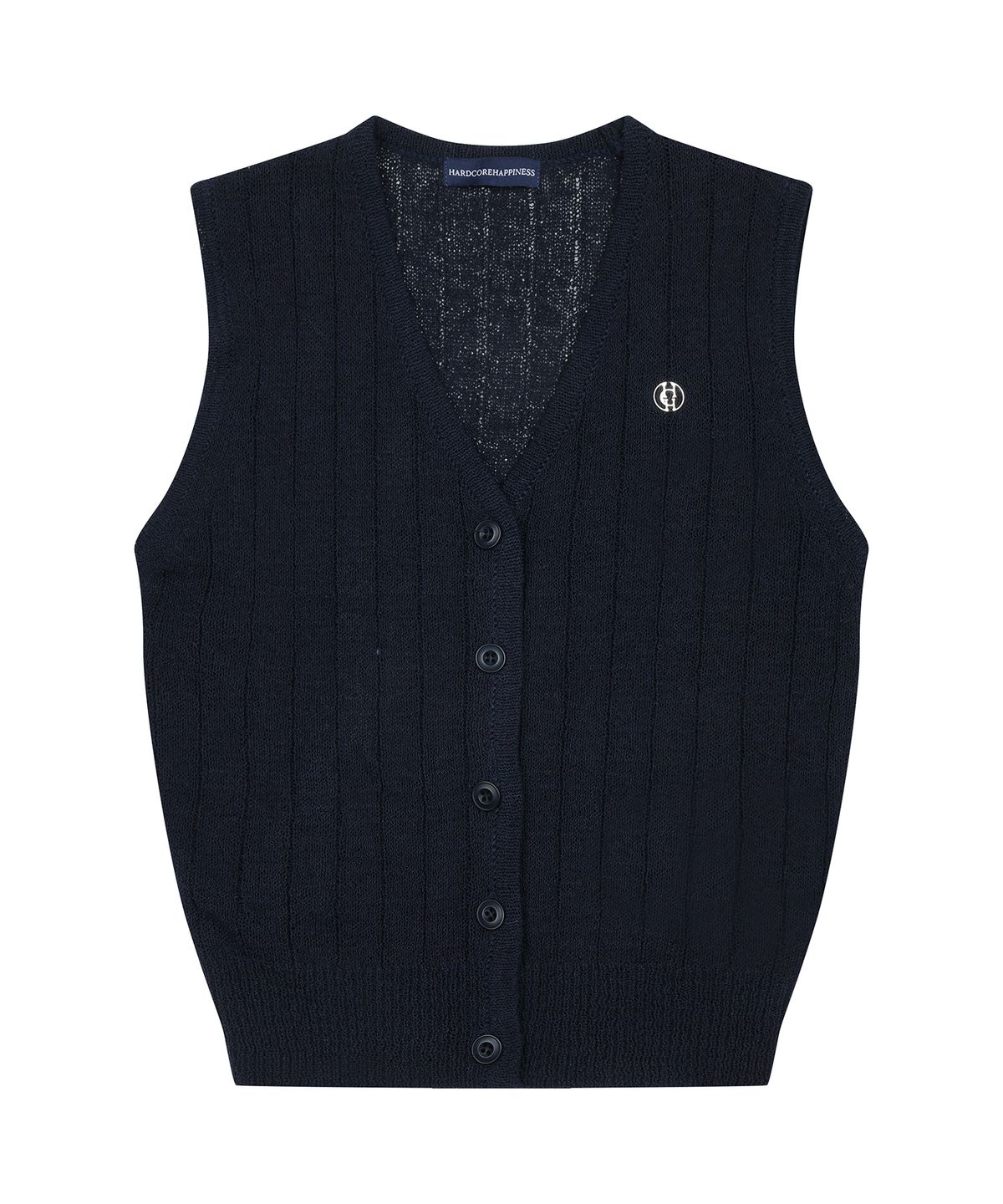하드코어 해피니스(HARDCORE HAPPINESS) SIGNATURE LINEN KNIT VEST_NAVY