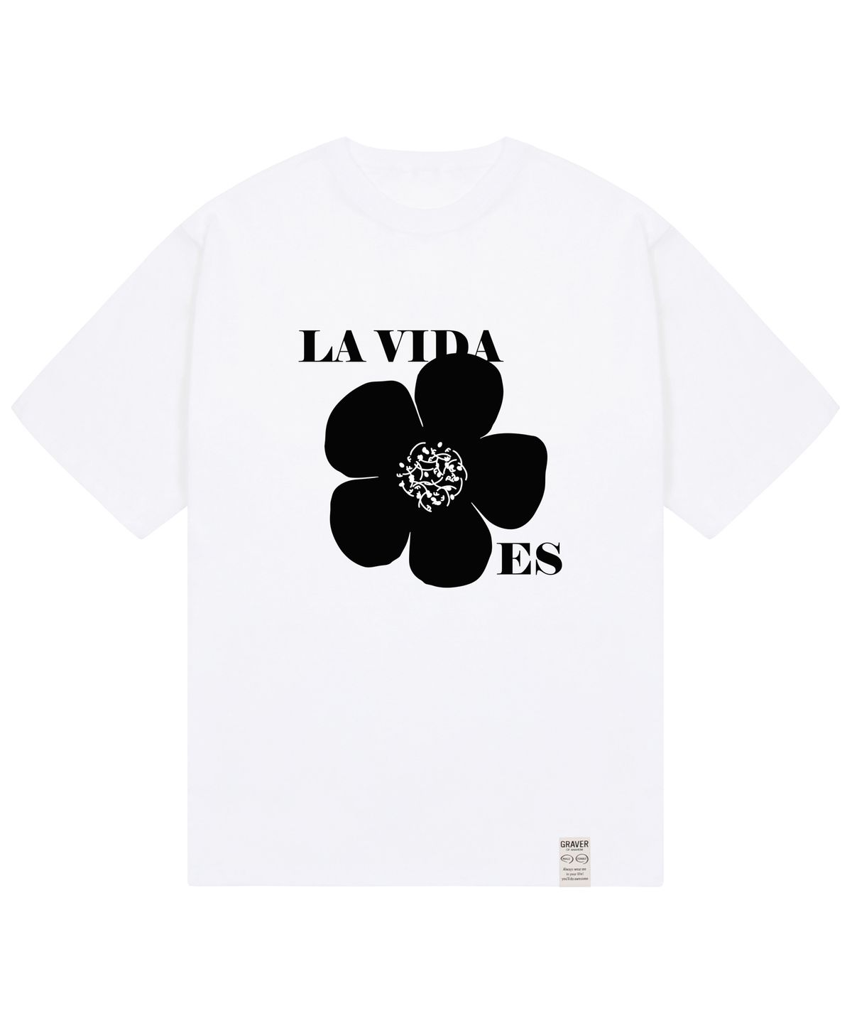 그레이버(GRAVER) [UNISEX]드로잉스마일 플라워 로고 반팔티_화이트