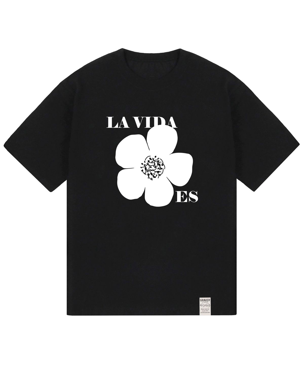 그레이버(GRAVER) [UNISEX]드로잉스마일 플라워 로고 반팔티_블랙