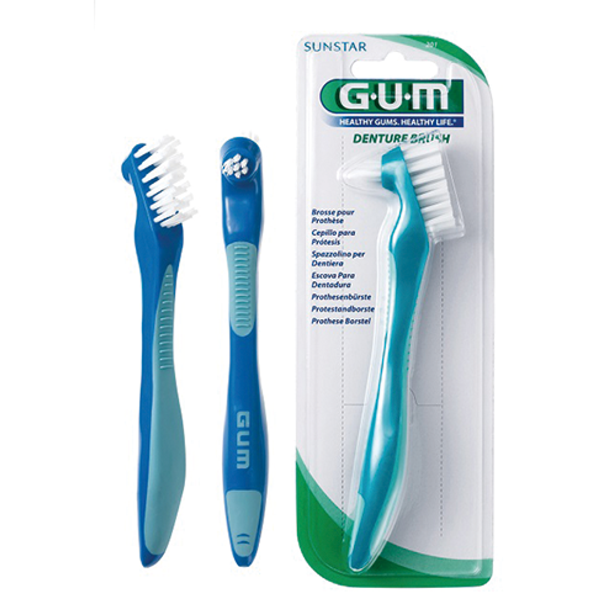 검(GUM) 의치 틀니용 칫솔 3개입