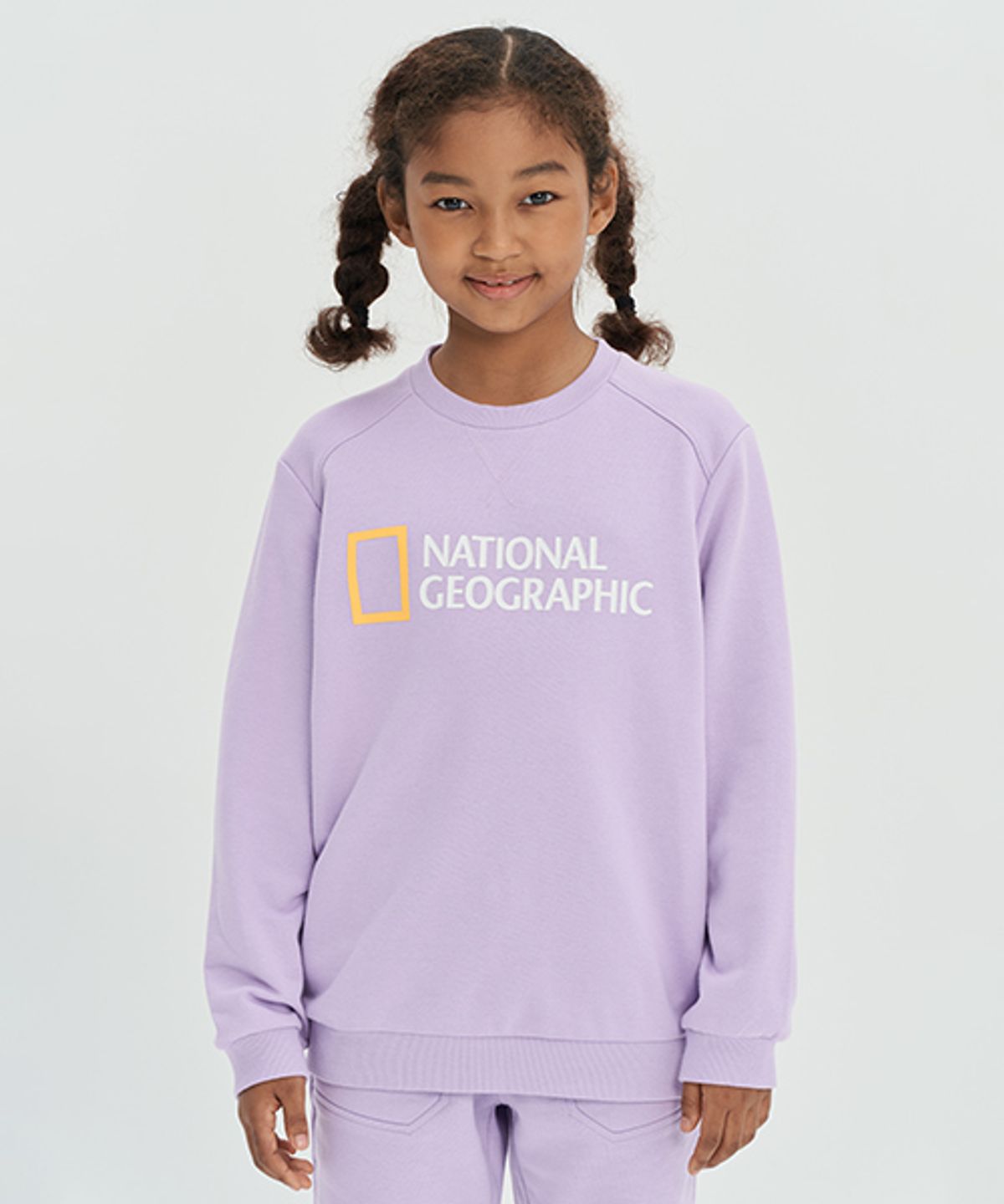 내셔널지오그래픽 키즈(NATIONAL GEOGRAPHIC KIDS) K223UPB910 빅 로고 맨투맨/팬츠 셋업 LAVENDER