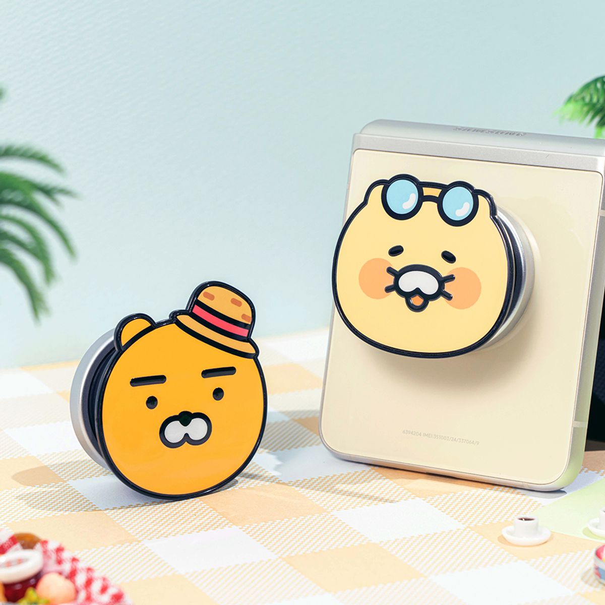 카카오프렌즈 파트너(KAKAOFRIENDS PARTNERS) 썸머 피크닉 얼굴형 그립톡 슬림