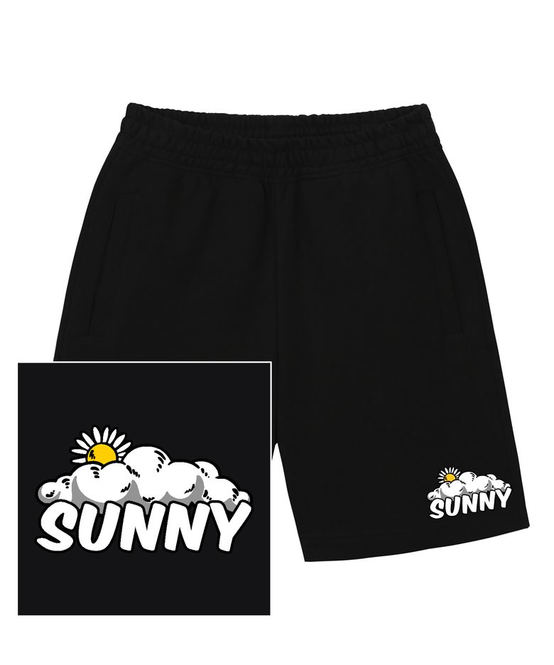 SUNNY&CLOUD LOGO 스웨트 하프 팬츠 - 블랙