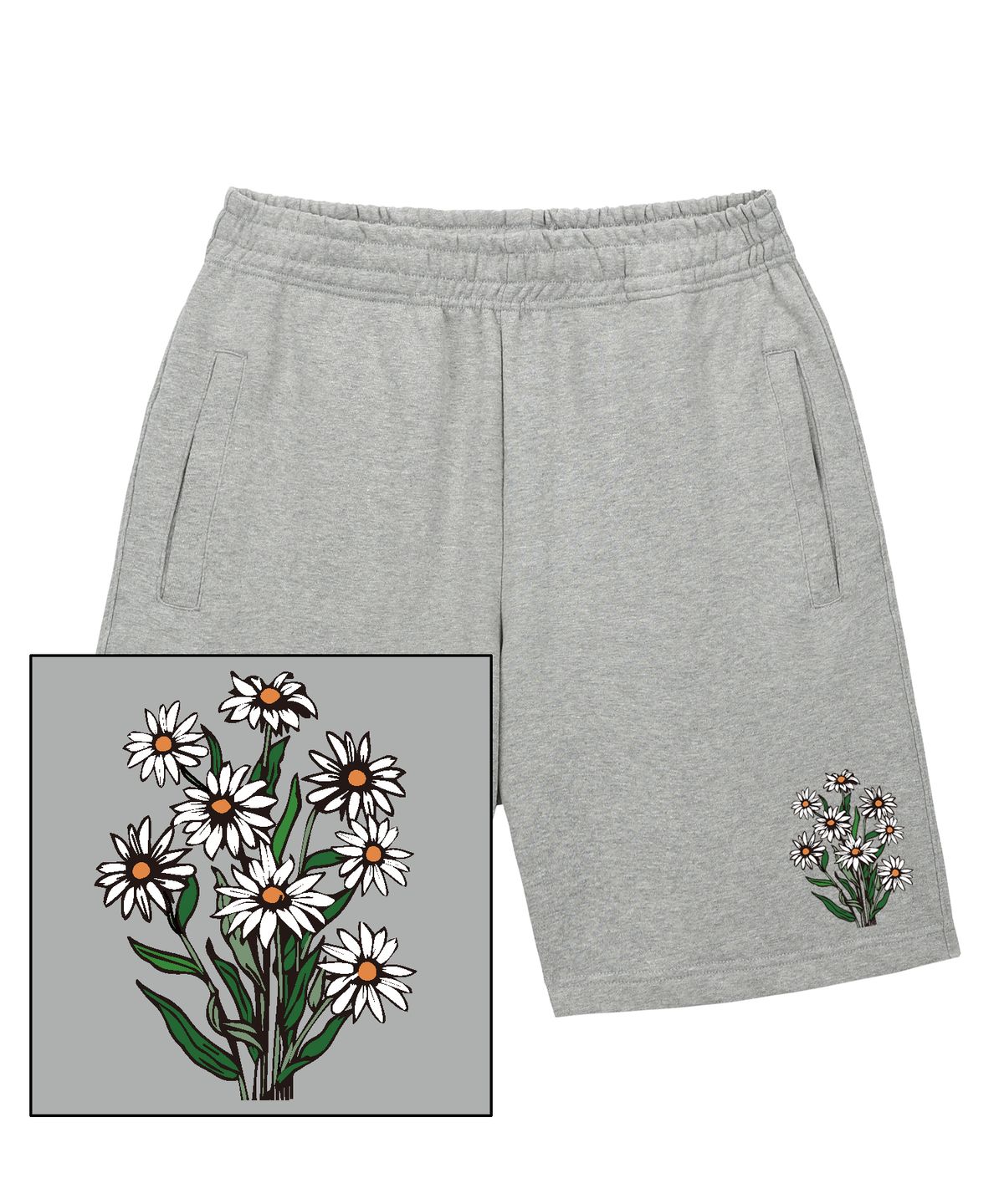 트립션(TRIPSHION) DAISY BUNDLE LOGO 스웨트 하프 팬츠 - 그레이