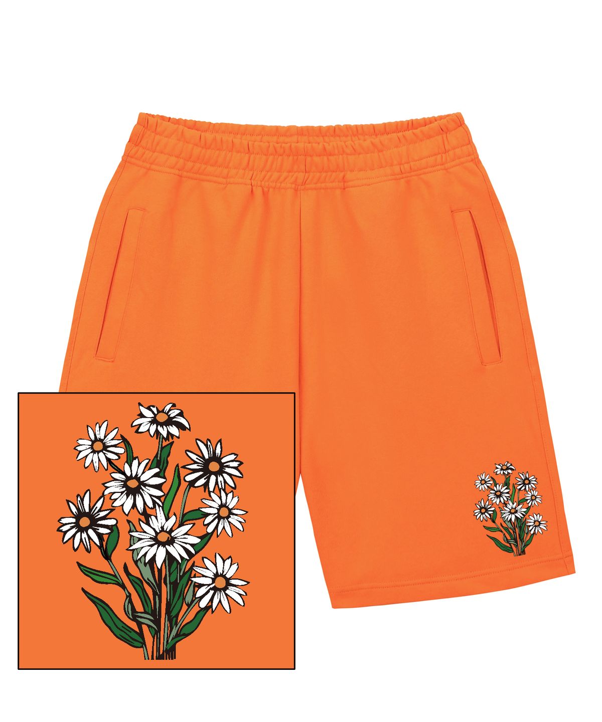 트립션(TRIPSHION) DAISY BUNDLE LOGO 스웨트 하프 팬츠 - 오렌지