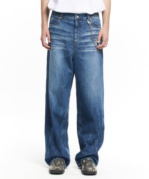 CRACK BRUSH WIDE DENIM PANTS INDIGO