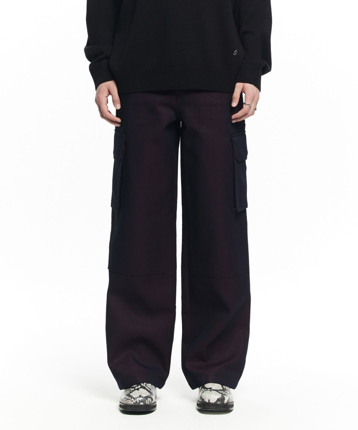 메종미네드(MAISON MINED) OBLIQUE CARPENTER WIDE PANTS NAVY